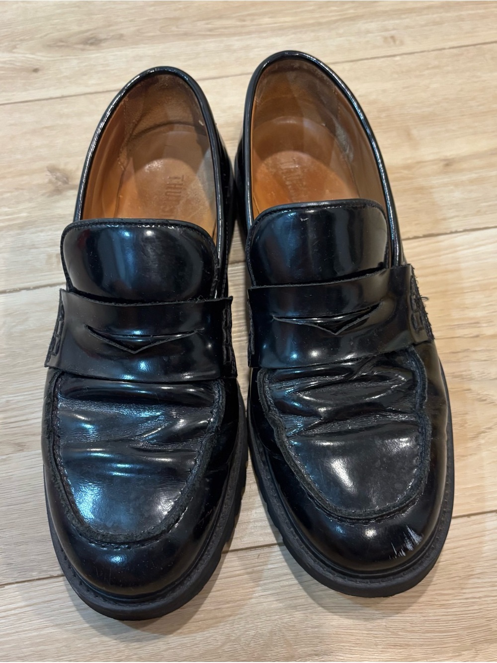 Thursday Boot Company Women's 12 Patent Leather Platform Penny Loafer **SCUFFS**